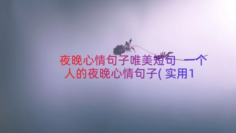 夜晚心情句子唯美短句 一个人的夜晚心情句子(实用19篇)