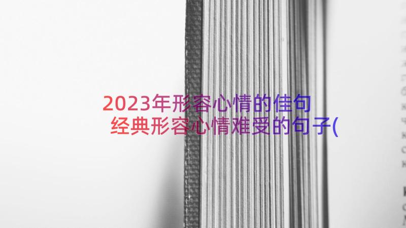 2023年形容心情的佳句 经典形容心情难受的句子(大全10篇)