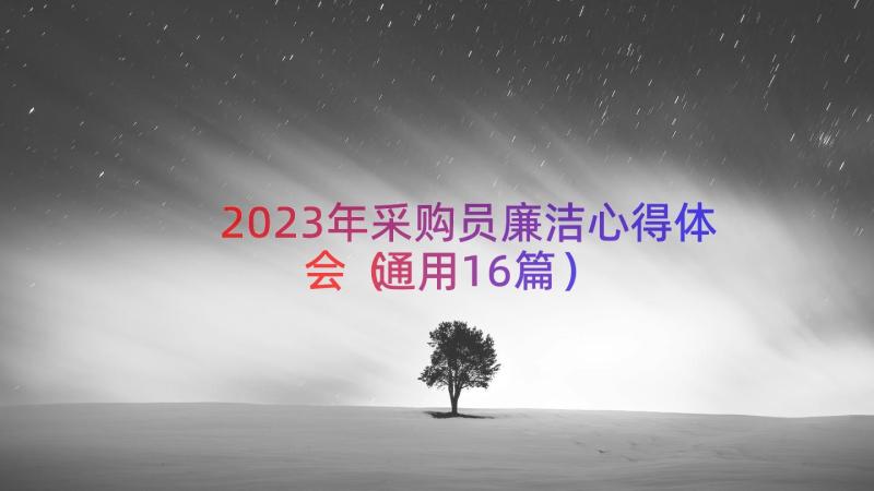 2023年采购员廉洁心得体会（通用16篇）