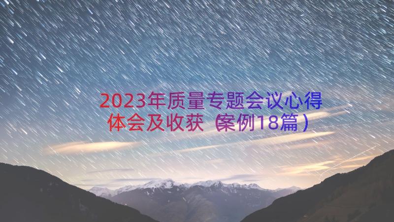 2023年质量专题会议心得体会及收获（案例18篇）