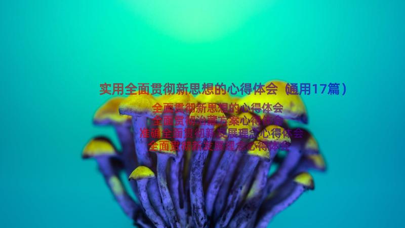 实用全面贯彻新思想的心得体会（通用17篇）