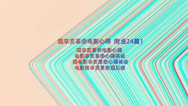 观辛亥革命电影心得（专业24篇）