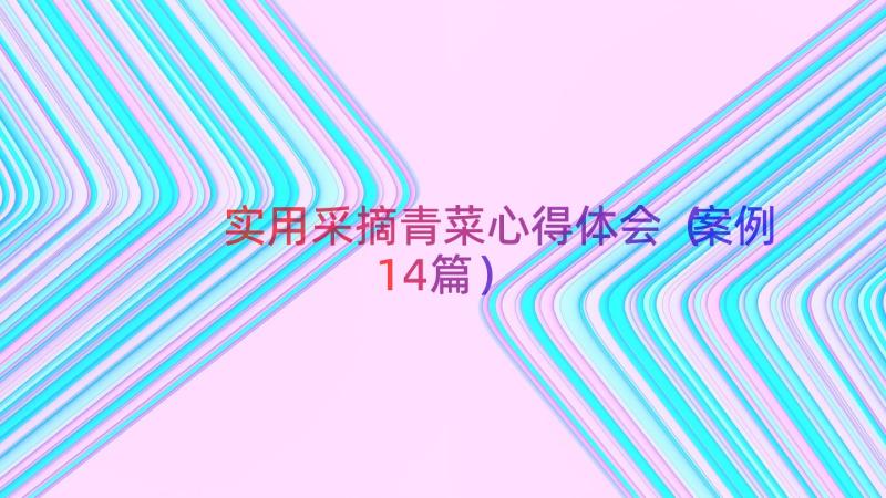 实用采摘青菜心得体会（案例14篇）