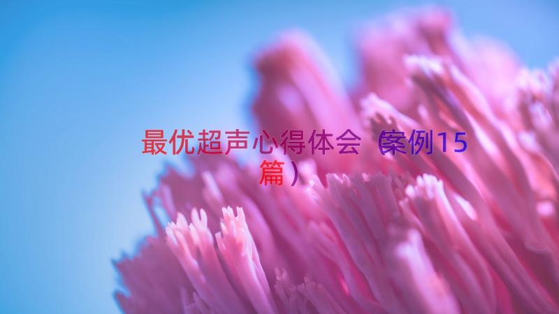 最优超声心得体会（案例15篇）