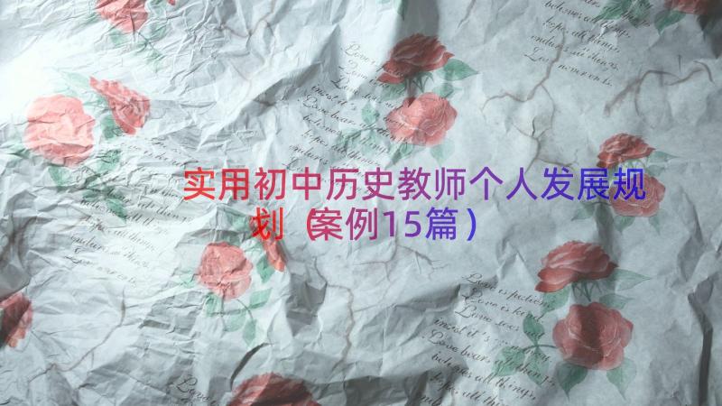 实用初中历史教师个人发展规划（案例15篇）