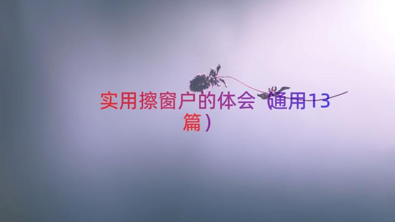 实用擦窗户的体会（通用13篇）