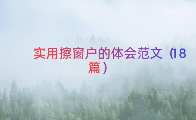 实用擦窗户的体会范文（18篇）