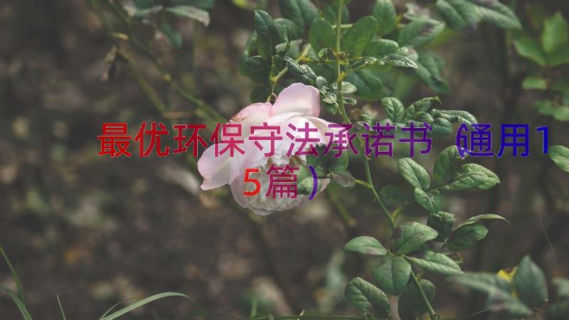 最优环保守法承诺书（通用15篇）