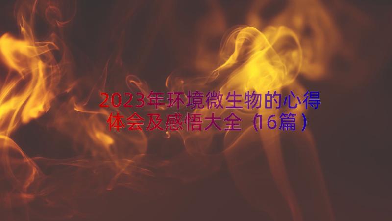 2023年环境微生物的心得体会及感悟大全（16篇）