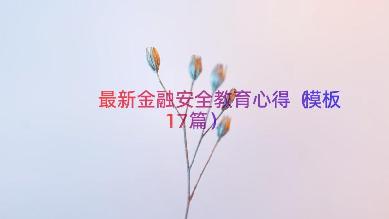 最新金融安全教育心得（模板17篇）