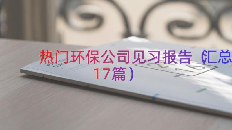 热门环保公司见习报告（汇总17篇）