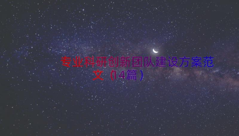 专业科研创新团队建设方案范文（14篇）