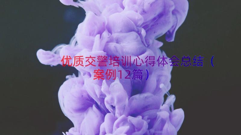 优质交警培训心得体会总结（案例12篇）