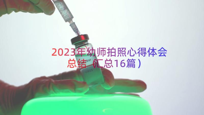 2023年幼师拍照心得体会总结（汇总16篇）