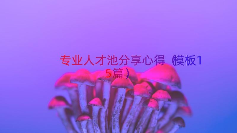 专业人才池分享心得（模板15篇）