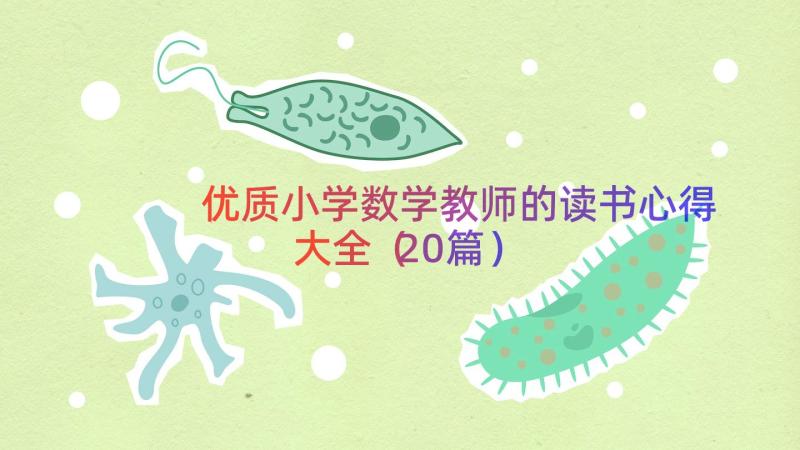 优质小学数学教师的读书心得大全（20篇）