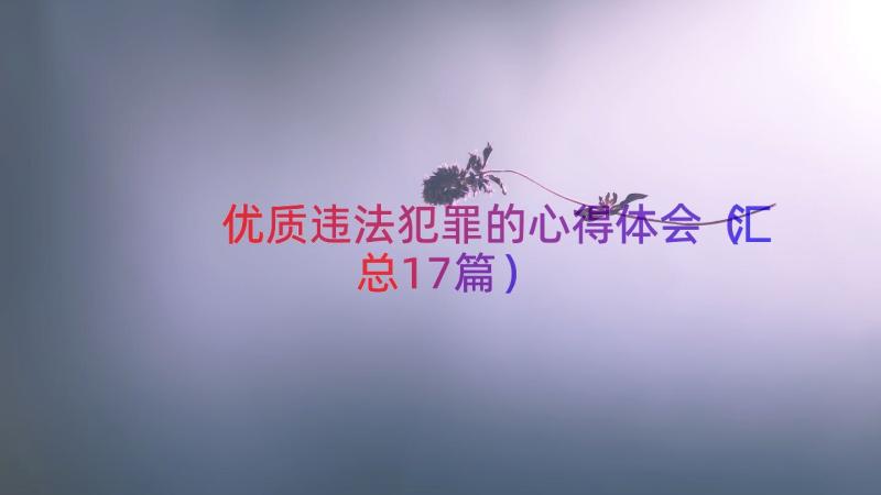 优质违法犯罪的心得体会（汇总17篇）