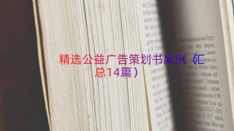 精选公益广告策划书案例（汇总14篇）