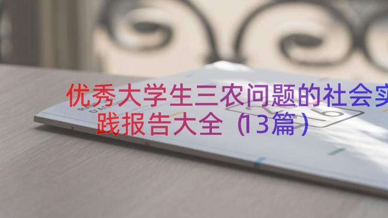 优秀大学生三农问题的社会实践报告大全（13篇）