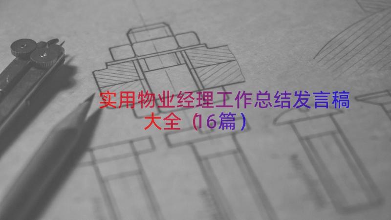 实用物业经理工作总结发言稿大全（16篇）