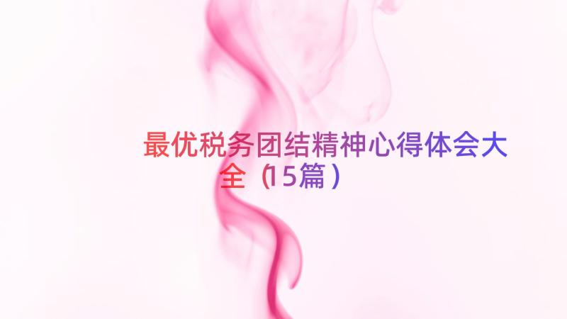 最优税务团结精神心得体会大全（15篇）