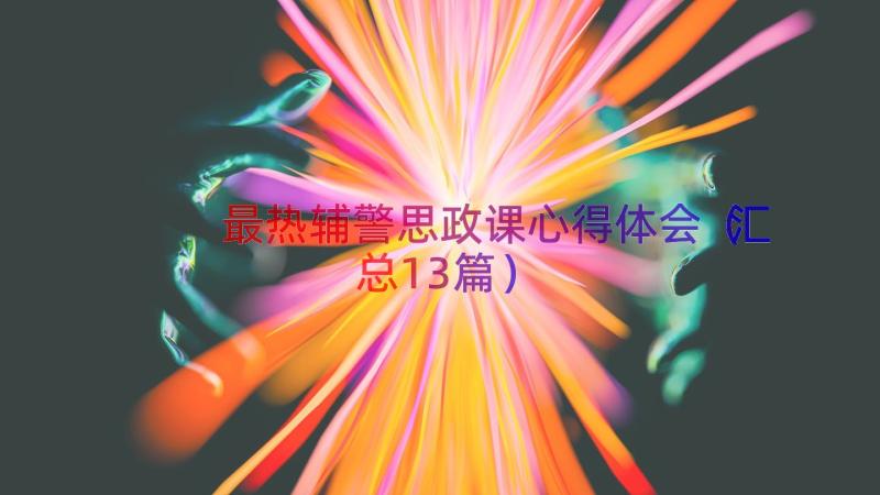 最热辅警思政课心得体会（汇总13篇）