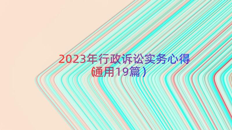 2023年行政诉讼实务心得（通用19篇）