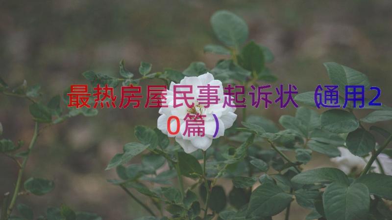 最热房屋民事起诉状（通用20篇）