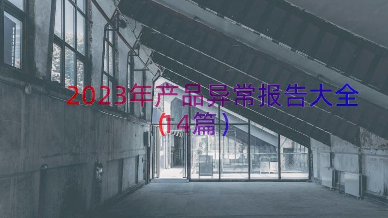 2023年产品异常报告大全（14篇）