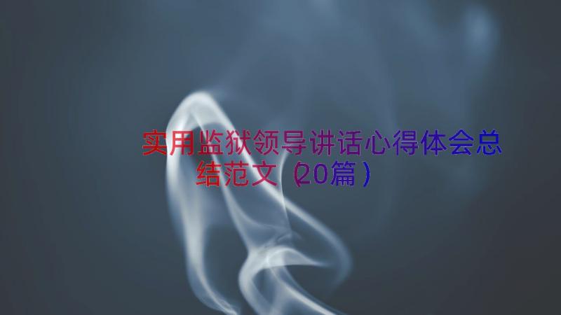 实用监狱领导讲话心得体会总结范文（20篇）