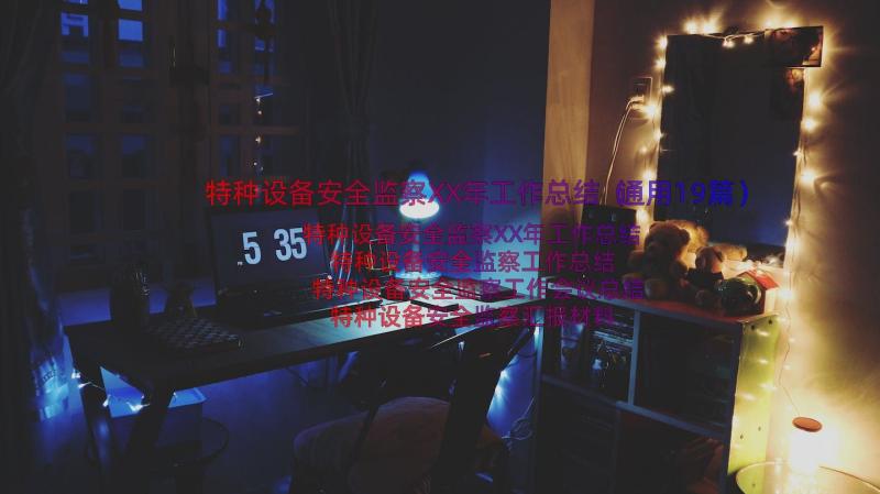 特种设备安全监察XX年工作总结（通用19篇）