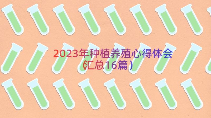 2023年种植养殖心得体会（汇总16篇）