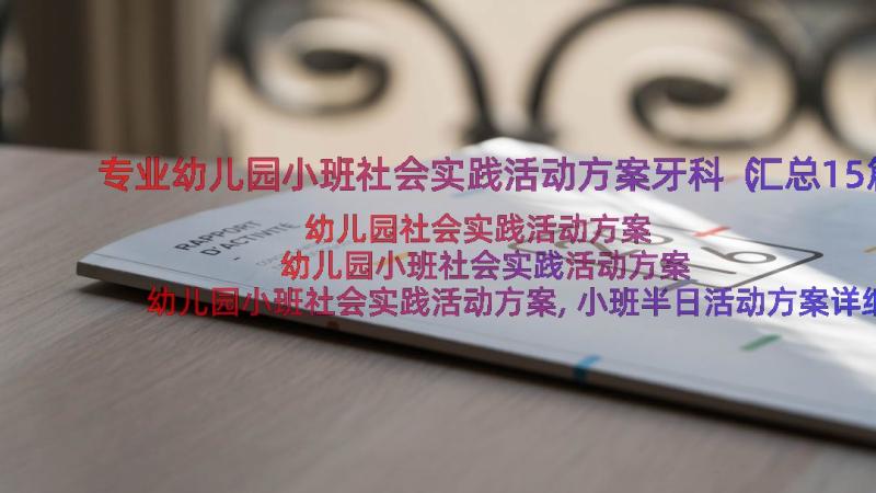 专业幼儿园小班社会实践活动方案牙科（汇总15篇）