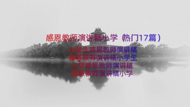 感恩教师演讲稿小学（热门17篇）