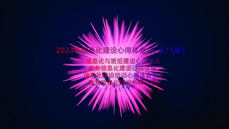 2023年信息化建设心得体会（汇总15篇）