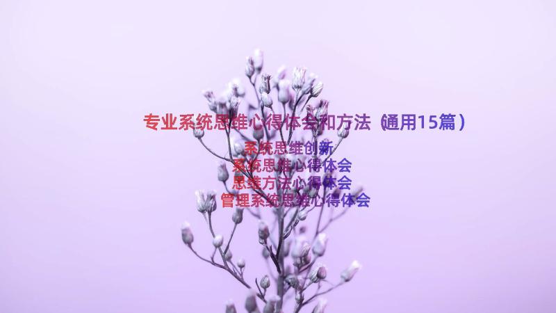 专业系统思维心得体会和方法（通用15篇）