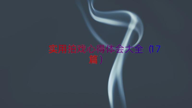 实用拍戏心得体会大全（17篇）