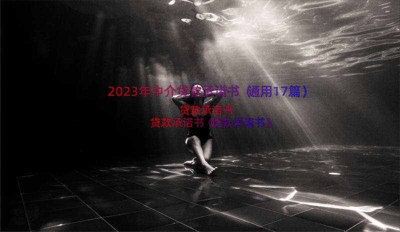 2023年中介贷款承诺书（通用17篇）