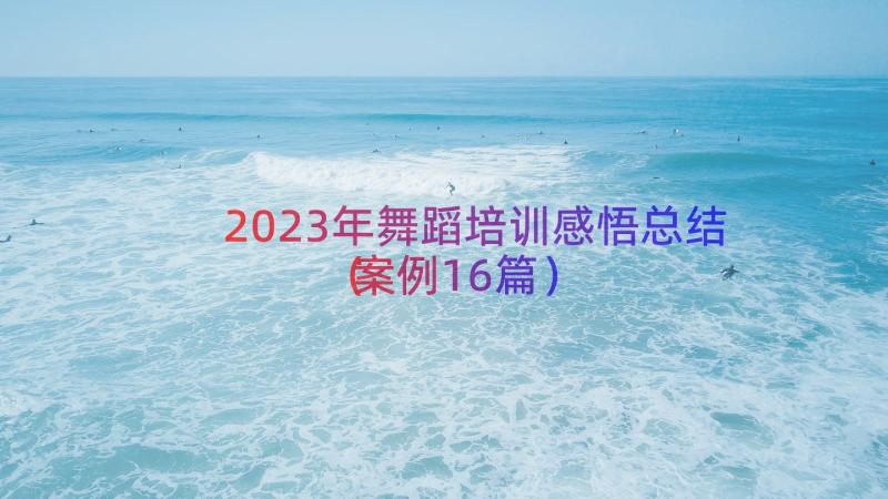 2023年舞蹈培训感悟总结（案例16篇）