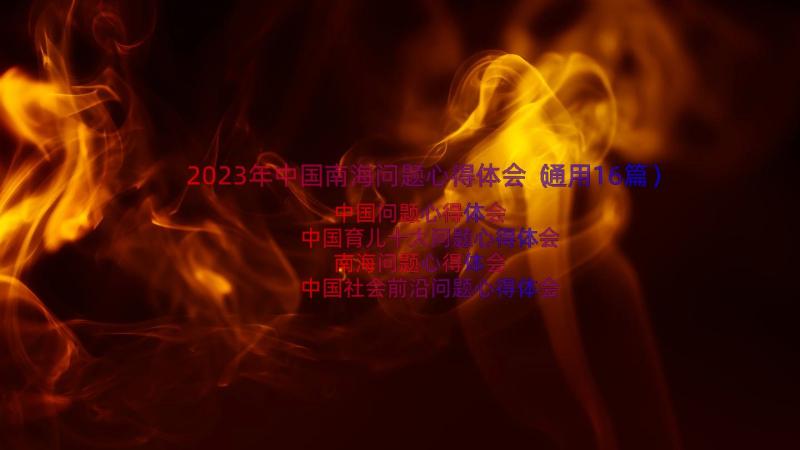 2023年中国南海问题心得体会（通用16篇）