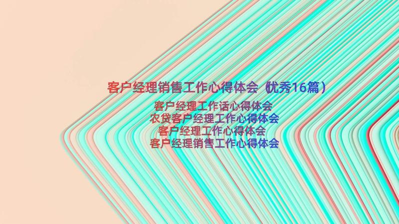 客户经理销售工作心得体会（优秀16篇）