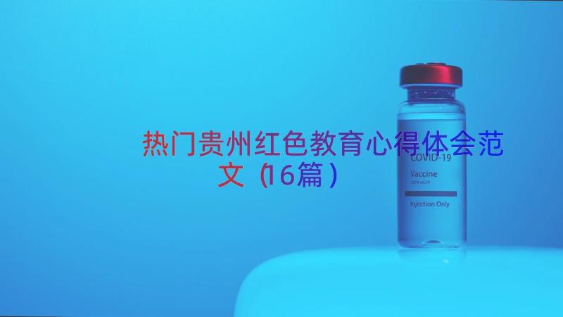 热门贵州红色教育心得体会范文（16篇）