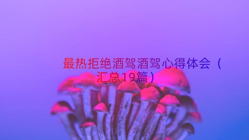 最热拒绝酒驾酒驾心得体会（汇总19篇）