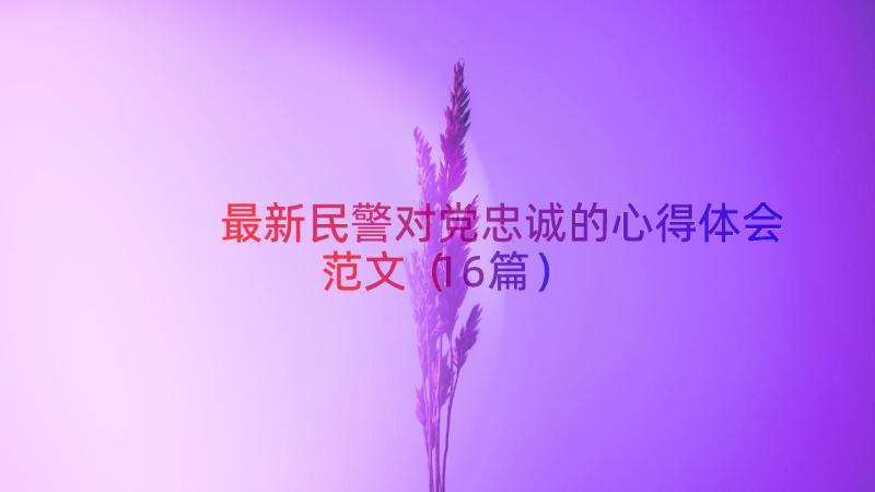 最新民警对党忠诚的心得体会范文（16篇）