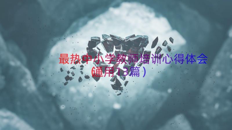 最热中小学教师培训心得体会（通用13篇）