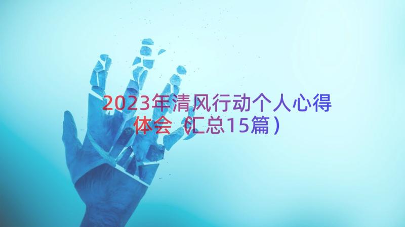 2023年清风行动个人心得体会（汇总15篇）