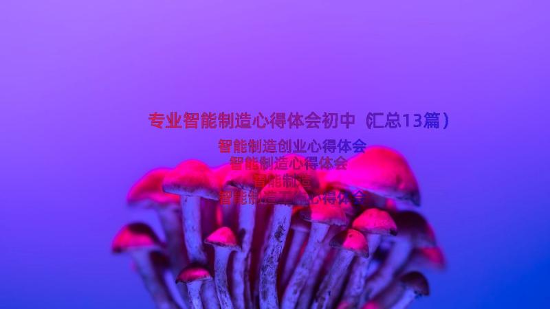 专业智能制造心得体会初中（汇总13篇）