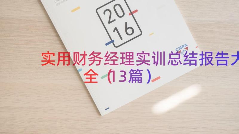 实用财务经理实训总结报告大全（13篇）