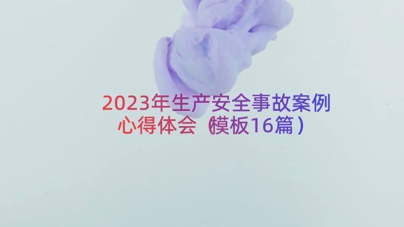 2023年生产安全事故案例心得体会（模板16篇）