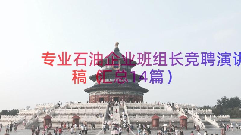 专业石油企业班组长竞聘演讲稿（汇总14篇）